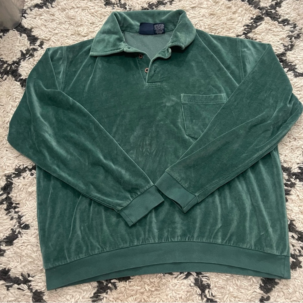 Vintage John Blair velvet long sleeve polo shirt